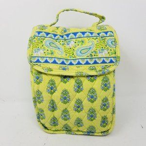 Vera Bradley bag lime green with blue‎ floral quilted lunch sack